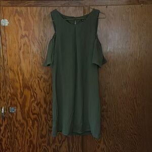 Dark green off the shoulder dress